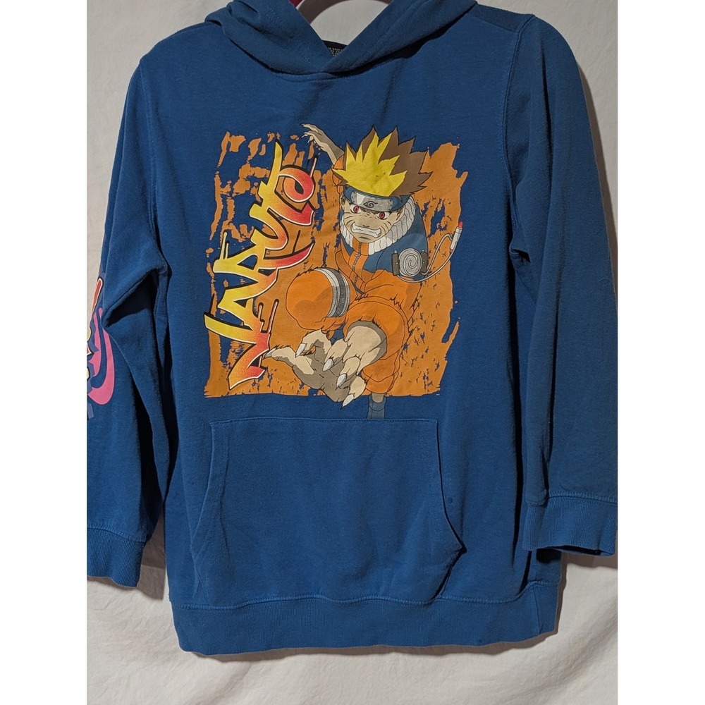 Vintage Y2K 2002 Naruto Hoodie Men's XL Blue Anime Graphic Kishimoto